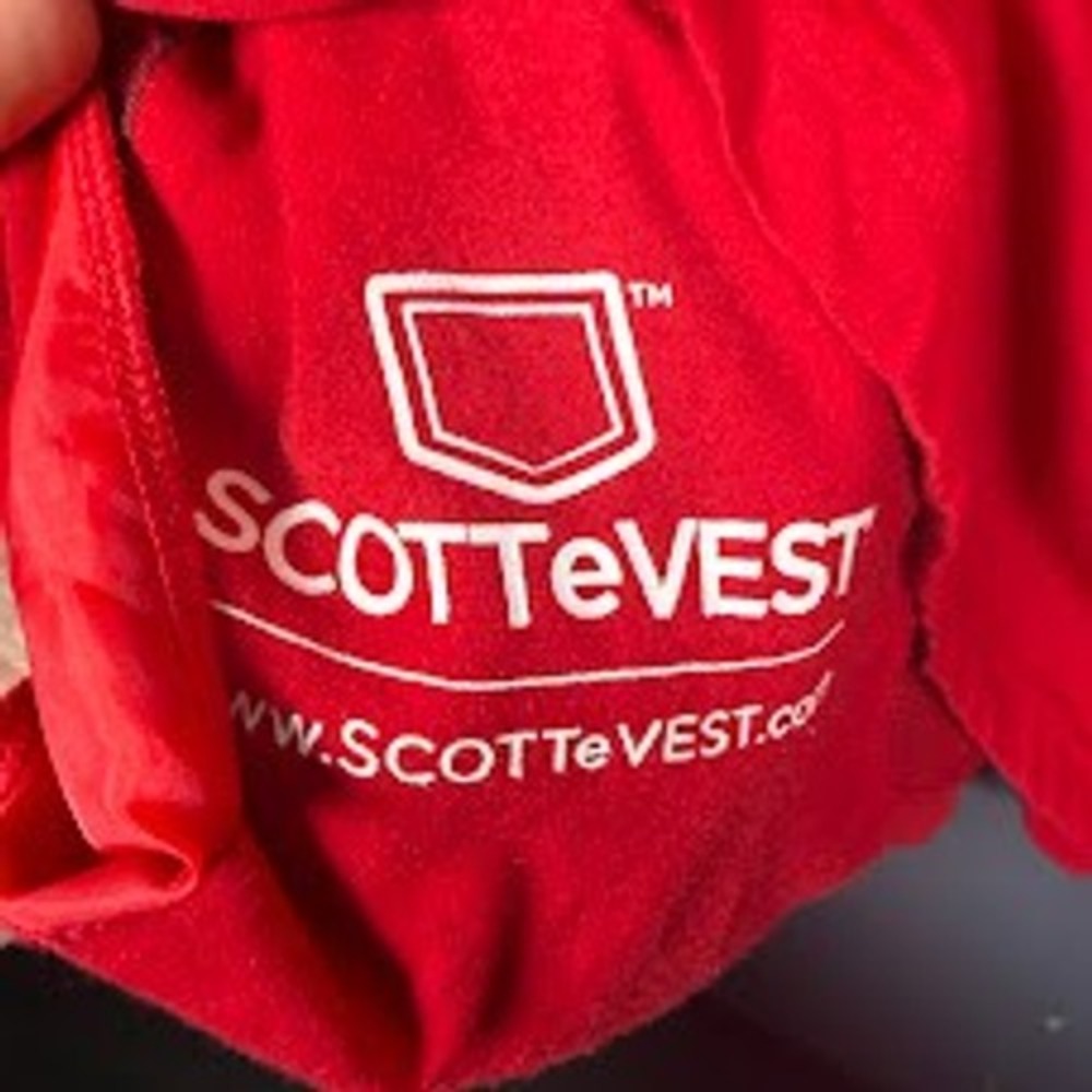 SCOTTeVEST SeV SJ QZIP Red Quarter Zip Pullover Bamboo Blend Mens Large TEC - Picture 8 of 11